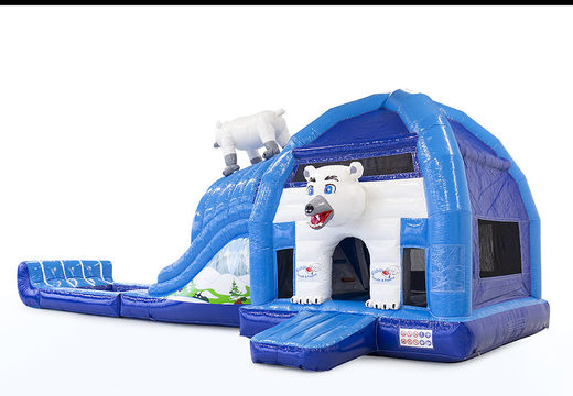 Order custom inflatable Eiscafé & Pizzeria - Multiplay Polar Bear Super bouncy castle at JB Inflatables America. Request a free design for inflatable bounce houses in your own corporate identity now