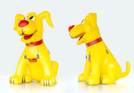 Buy custom yellow dog top animal mascot. Order now 3d inflatables online at JB Inflatables America