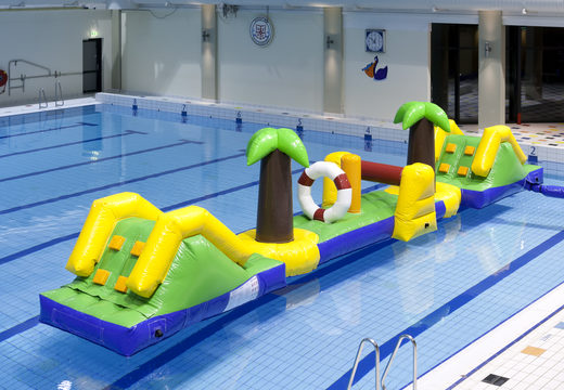Order 12 meter long inflatable Hawaii run obstacle course with 2 slides for both young and old. Buy inflatable obstacle courses online now at JB Inflatables America