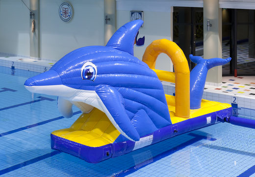 Order a unique airtight inflatable swimming pool slide in a dolphin theme for both young and old. Buy inflatable pool games now online at JB Inflatables America