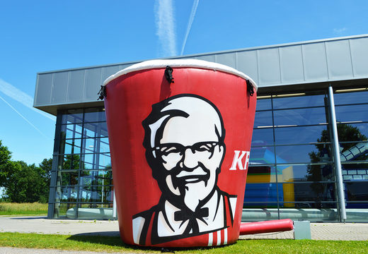 Buy a full color print 3 meter high KFC bucket inflatable product replica and a blower now. Order  blow-up promotionals online at JB Inflatables America