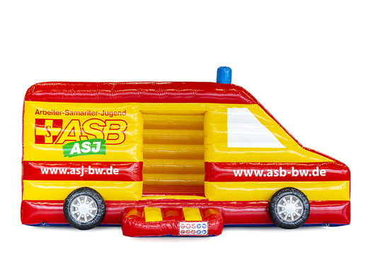 Order custom ASB ambulance inflatables at JB Inflatables America. Request free design for inflatable bounce houses in your indicated color and logo now