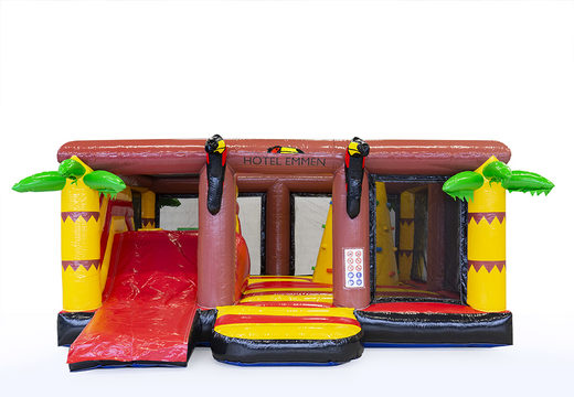 Buy online the custom 2.75m high Van der Valk - Indoor bouncer with slide, a climbing tower and obstacles. Request free design for inflatable bouncer in your own corporate style now at JB Promotions America