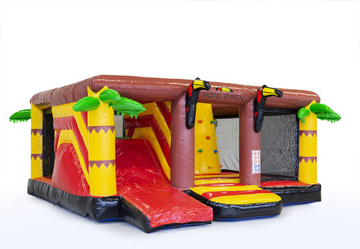 Custom Van der Valk - Indoor bounce houses with slide, a climbing tower and obstacles made at JB Promotions America. Order online custom made promotional inflatables in all types and sizes