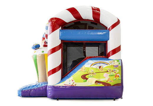 Order mini inflatable candyworld bounce house with slide for children. Buy inflatable bounce houses online at JB Inflatables America