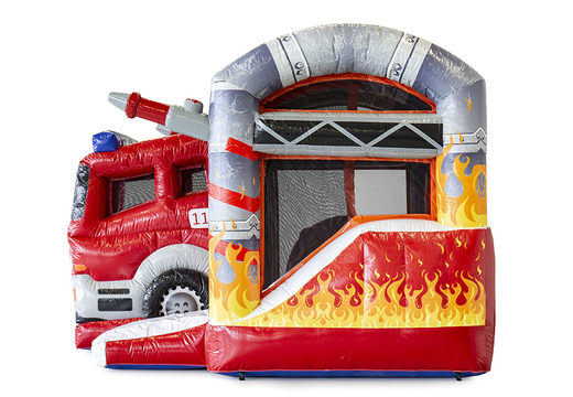 Order mini inflatable fire brigade bounce house with slide for children. Buy inflatable bounce houses online at JB Inflatables America