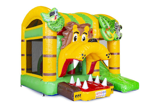 Mini inflatable multiplay bounce house in jungleworld theme for children. Order inflatable bounce houses online at JB Inflatables America