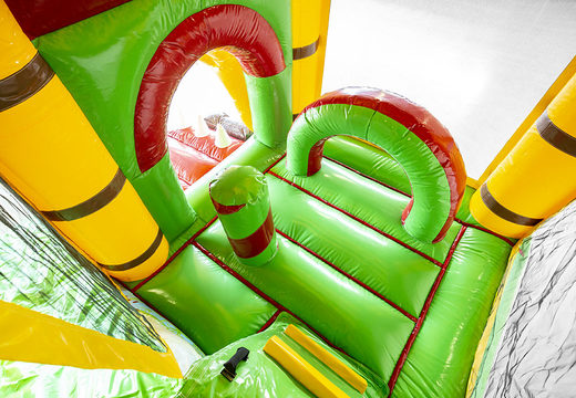 Order a jungle world theme bouncer with a slide for children. Buy inflatable bouncers online at JB Inflatables America