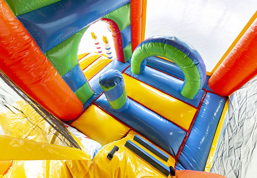 Buy multiplay party bouncer with a slide for children. Order inflatable bouncers online at JB Inflatables America
