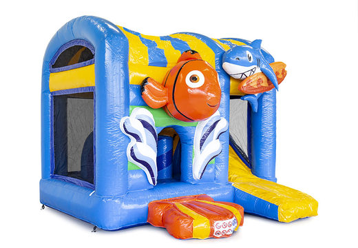 Mini inflatable multiplay bounce house in Seaworld theme for children. Order inflatable bounce houses online at JB Inflatables America