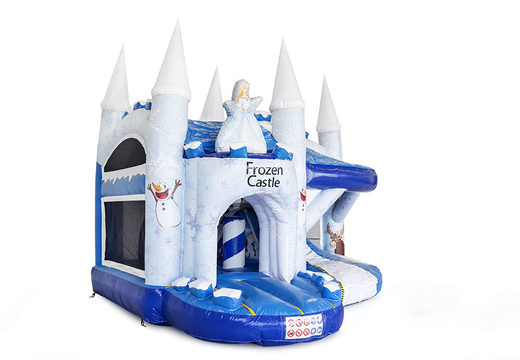 Buy medium inflatable Frozen castle bounce house with slide for kids. Order inflatable bounce houses online at JB Inflatables America