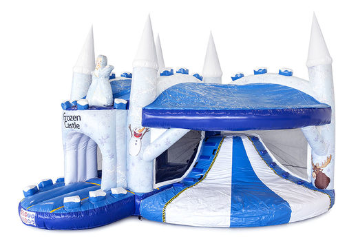 Buy inflatable indoor multiplay bouncy castle with slide in theme Frozen castle for children. Order inflatable bouncy castles online at JB Inflatables America