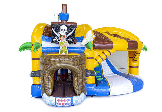 Pirate themed bounce house with slide and with 3D objects inside for children. Buy inflatable bounce houses online at JB Inflatables America