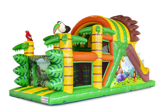 Order an obstacle course in the jungle theme for kids. Buy inflatable obstacle courses online now at JB Inflatables America
