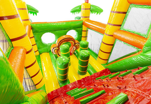 Jungle obstacle course with 3D objects for kids. Buy inflatable obstacle courses online now at JB Inflatables America