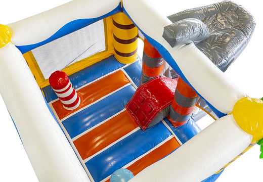 Buy shark-themed mini multiplay bounce house with slide for kids. Order inflatable bounce houses online at JB Inflatables America