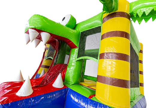Buy multiplay crodile theme small inflatable bounce house with slide for children. Order these inflatable small bounce houses online at JB Inflatables America