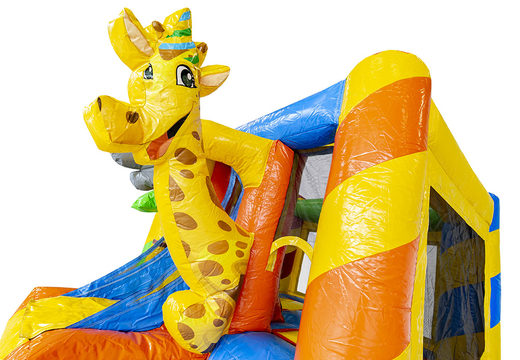 Purchase mini multiplay party-themed bouncer with slide for kids. Buy inflatable bouncers with slide at JB Inflatables America