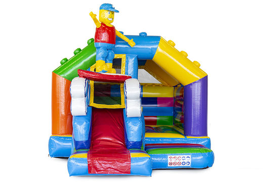 Order inflatable slide combo bounce house for kids in superblocks theme. Inflatable bounce houses with slide for sale at JB Inflatables America