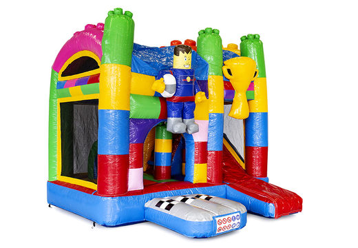 Mini inflatable multiplay bouncer in Lego theme for children. Order inflatable bouncers online at JB Inflatables America