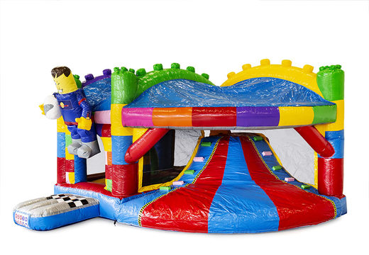 Buy inflatable indoor multiplay bounce house with slide in the theme superblocks lego for children. Order inflatable bounce houses online at JB Inflatables America