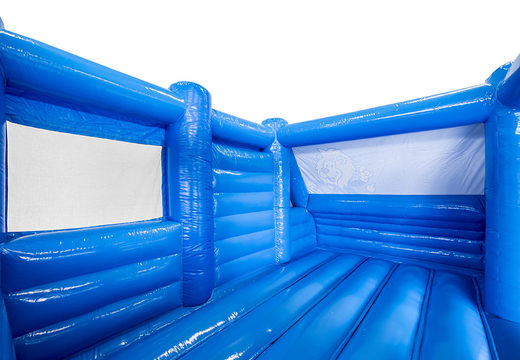 Buy custom Man Truck and Bus van inflatable bouncer in blue color for events at JB Inflatables America. Order custom-made advertisement bounce houses now