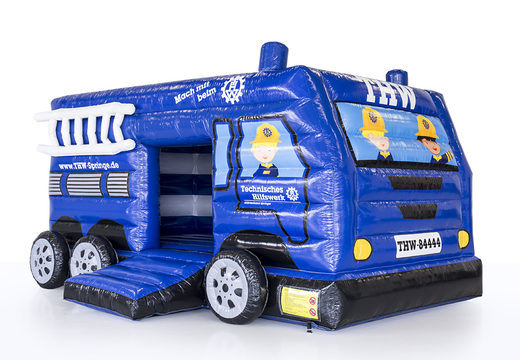 Order custom inflatable Technical Hilfswerk - truck bounce houses made to measure online at JB Promotions America; specialist in inflatable advertising items such as custom indoor bounce houses