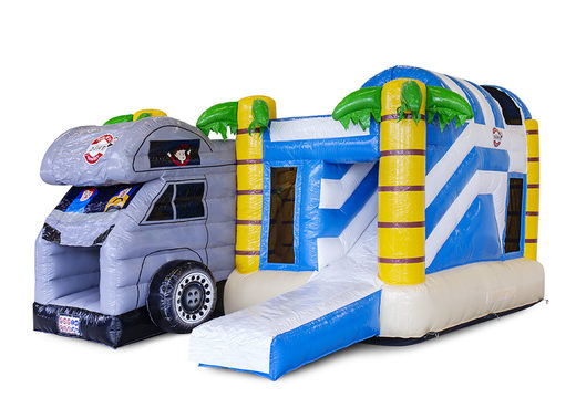 Buy promotional custom Dülmen Dümo camper multiplay bounce houses. Order now inflatable advertising bounce houses in your own corporate identity at JB Inflatables America