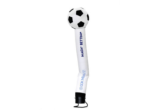 Order custom magic betting football 3D skytube in white with logo and text at JB Inflatables America. Request a free design for inflatable air dancer in your own corporate identity now