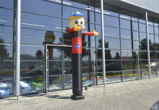 Inflatable Domino's Pizza waving skyman skytubes custom made at JB Promotions America; specialist in inflatable advertising items such as inflatable tubes