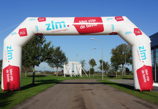 Inflatable custom ZLM verzekering finish archways for sport events to buy at JB Promotions America. Order promotional advertising arches online