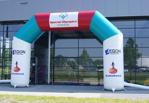 Buy a custom special olympics finish inflatable archway for sport events at JB Promotions America. Order promotional inflatable advertising arches online 