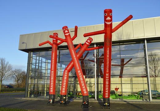 Inflatable Fire Brigade Gelderland middle skydancer in red custom made at JB Promotions America; specialist in inflatable advertising items such as inflatable tubes
