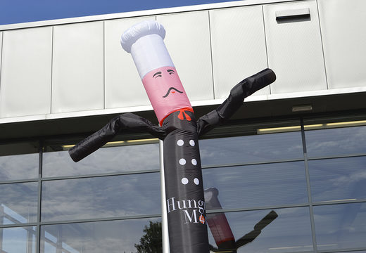 Custom made Chef skydancer with the typical cooking hat and matching clothes are perfect for various events. Order custom made skydancers at JB Promotions America