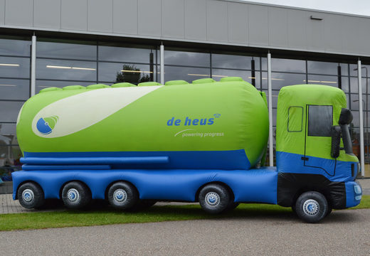Inflatable De Heus truck eye-catcher for sale. Order your blow-up promotionals now online at JB Inflatables America
