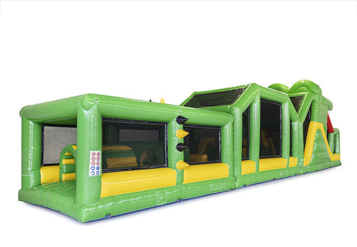 Inflatable 19 meter modular obstacle course in crocodile theme with matching 3D objects for children. Buy inflatable obstacle courses online now at JB Inflatables America