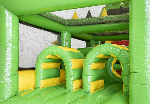 Crocodile inflatable 19m obstacle course with matching 3D objects for kids. Buy inflatable obstacle courses online now at JB Inflatables America