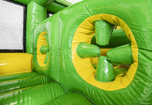 Get your modular 19m crocodile themed obstacle course with matching 3D objects for kids online. Buy inflatable obstacle courses at JB Inflatables America