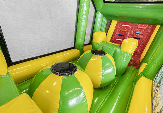 Buy a 19 meter long obstacle course in a crocodile theme with matching 3D objects for kids. Order inflatable obstacle courses now online at JB Inflatables America