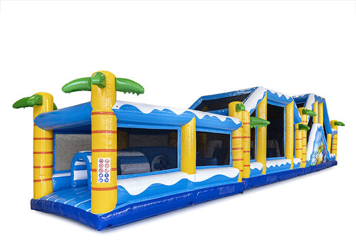 Order modular surf obstacle course, 19 meters long with appropriate 3D objects for kids. Buy inflatable obstacle courses online now at JB Inflatables America