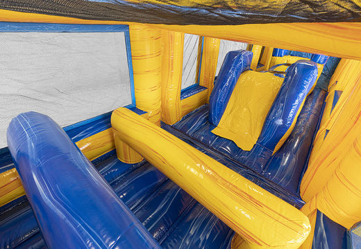 Buy a modular 19m marble themed obstacle course with matching 3D objects and double courses in different themes for kids. Order inflatable obstacle courses now online at JB Inflatables America