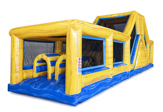 Obstacle course 13.5 meters long in marble theme with appropriate 3D objects for children. Order inflatable obstacle courses now online at JB Inflatables America