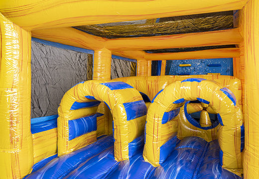 Order modular 13.5 meter long obstacle course in marble theme with appropriate 3D objects for children. Buy inflatable obstacle courses online now at JB Inflatables America