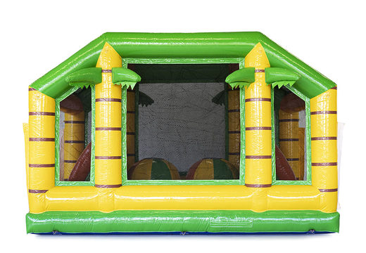 Order an obstacle course 19 meters long in a jungle theme with appropriate 3D objects for kids. Buy inflatable obstacle courses online now at JB Inflatables America