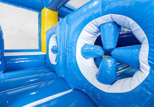Order modular 13.5 meter long obstacle course in surf theme with matching 3D objects for children. Buy inflatable obstacle courses online now at JB Inflatables America