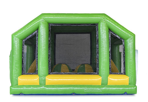 Buy modular 19m long crocodile themed obstacle course with matching 3D objects for kids. Order inflatable obstacle courses now online at JB Inflatables America