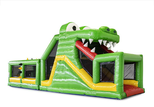 Crocodile inflatable obstacle course with matching 3D objects for children. Buy inflatable obstacle courses online now at JB Inflatables America