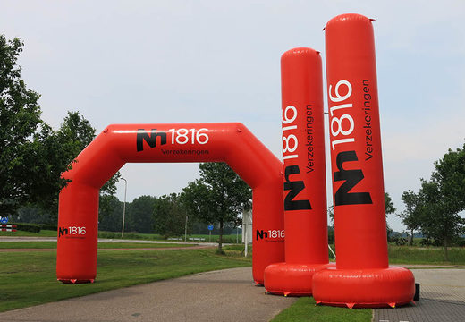 Buy promotional NH1816 insurances advertisement inflatable archways and pillars for events at JB Promotions America. Order custom inflatable advertising arches online 