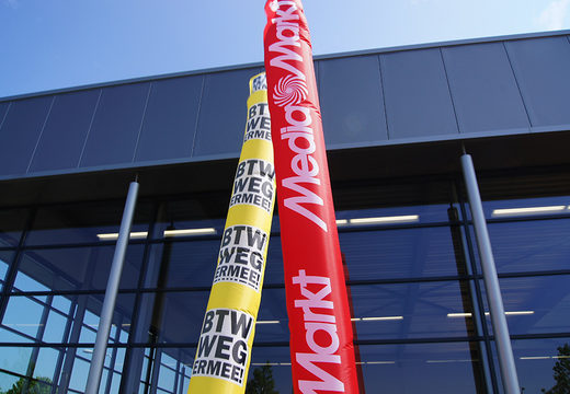 Customized MediaMarkt skytubes are perfect for commercial purposes. Order custom made skydancers at JB Promotions America