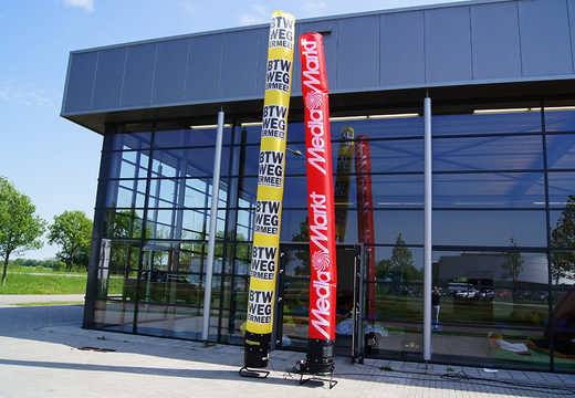 Have a personalized MediaMarkt skytube made in your own corporate identity colors and logo at JB Promotions America. Promotional inflatable tubes made in all shapes and sizes